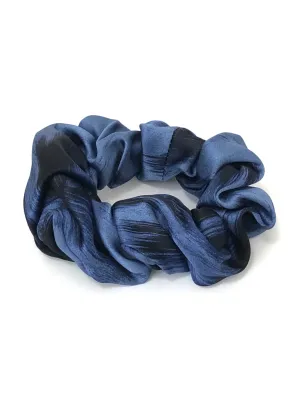 Printed Silk Hair Scrunchie   Blue Kitty