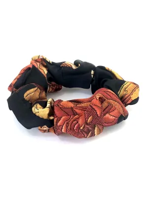 Printed Silk Hair Scrunchie   Embroidered Rose