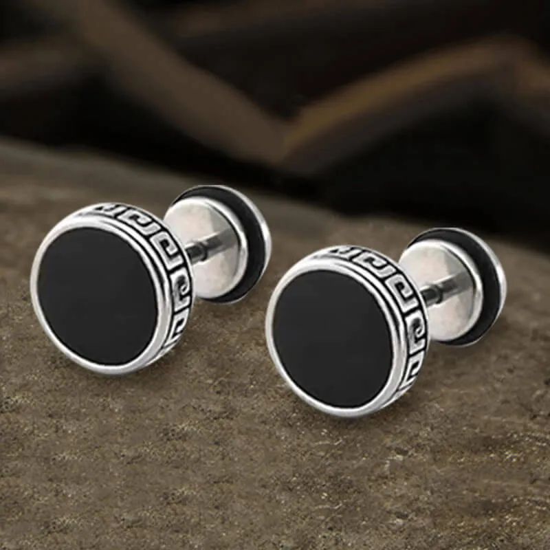 Punk Great Wall Pattern Stainless Steel Stud Earring