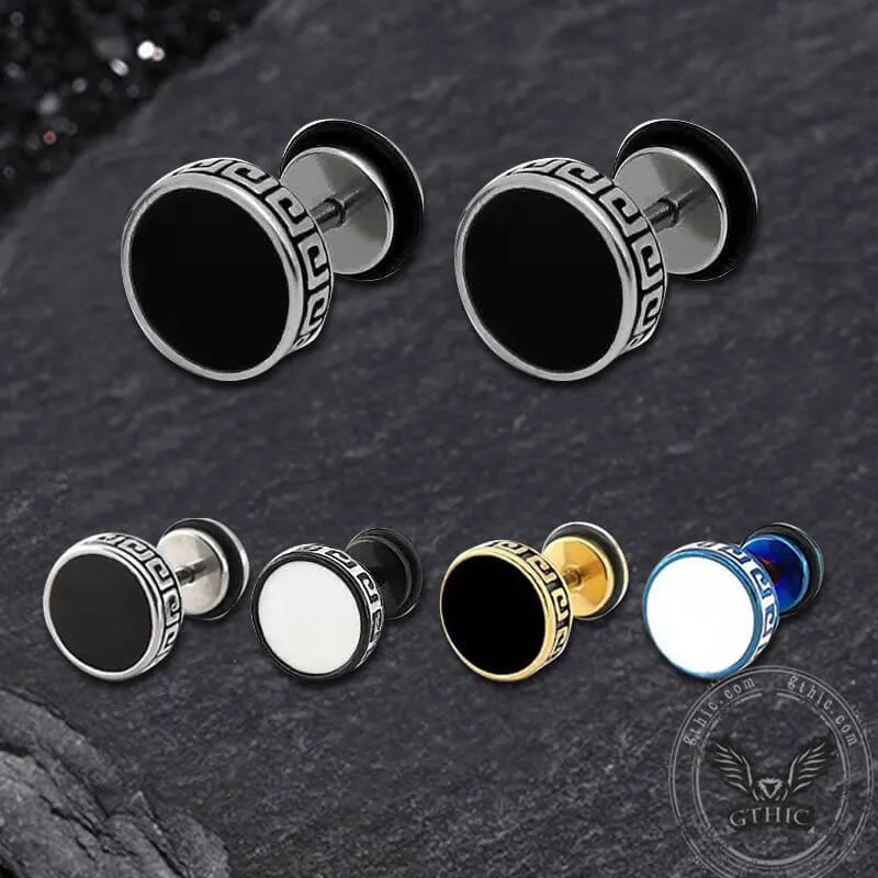 Punk Great Wall Pattern Stainless Steel Stud Earring