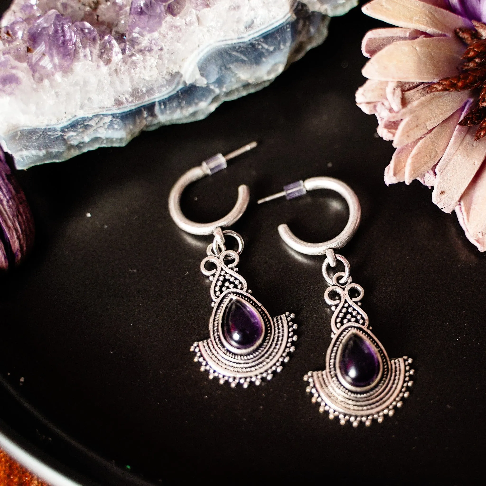 Purple Hoop Earrings