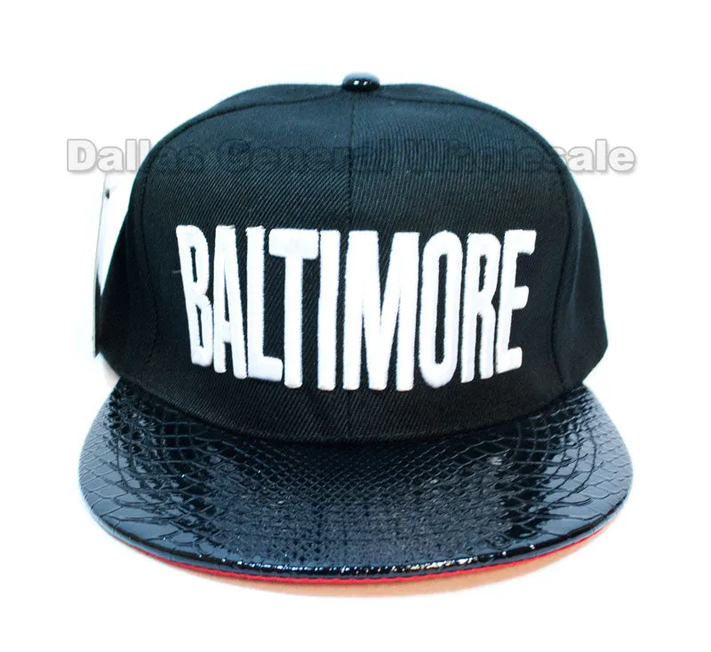 "Baltimore" Flat Bill Snap Back Caps Wholesale