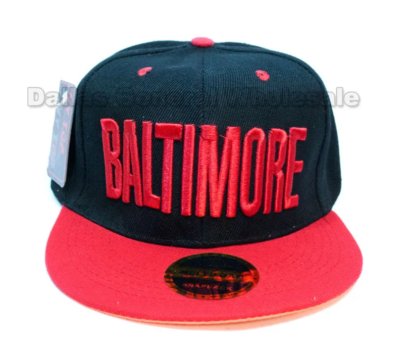 "Baltimore" Flat Bill Snap Back Caps Wholesale