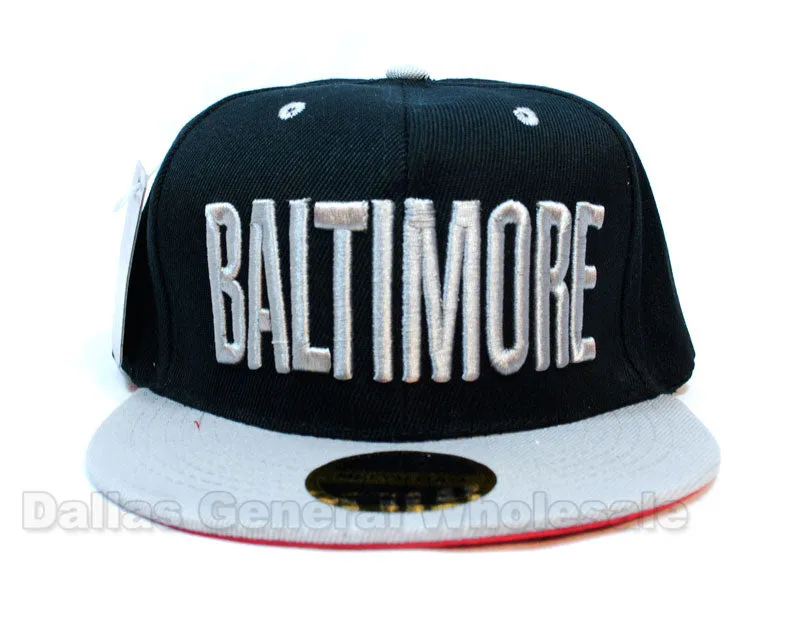 "Baltimore" Flat Bill Snap Back Caps Wholesale