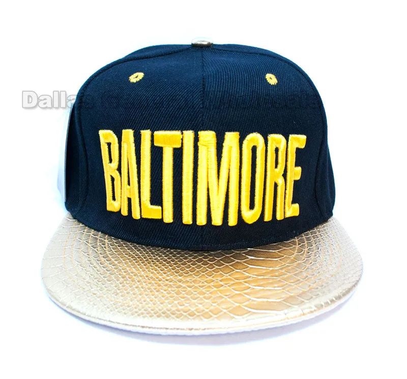 "Baltimore" Flat Bill Snap Back Caps Wholesale