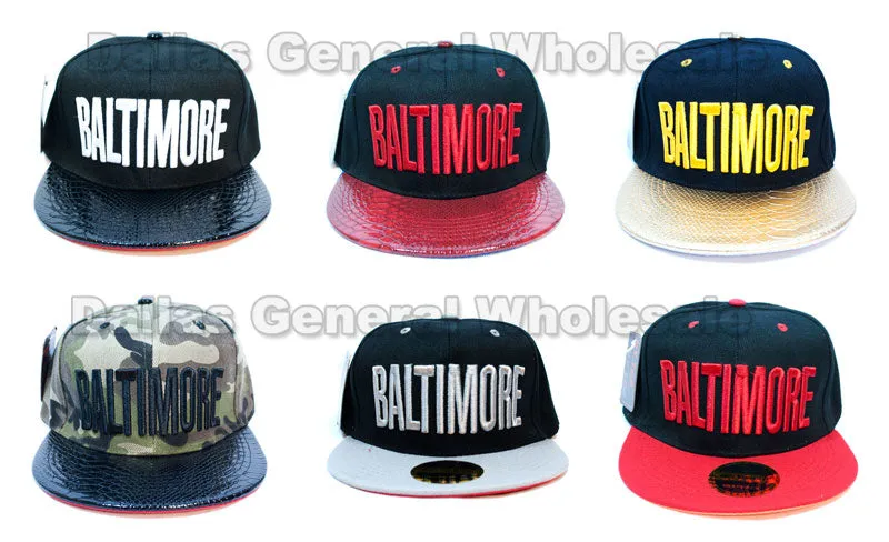 "Baltimore" Flat Bill Snap Back Caps Wholesale