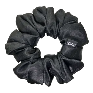 Radiant Black Satin Silk Scrunchie