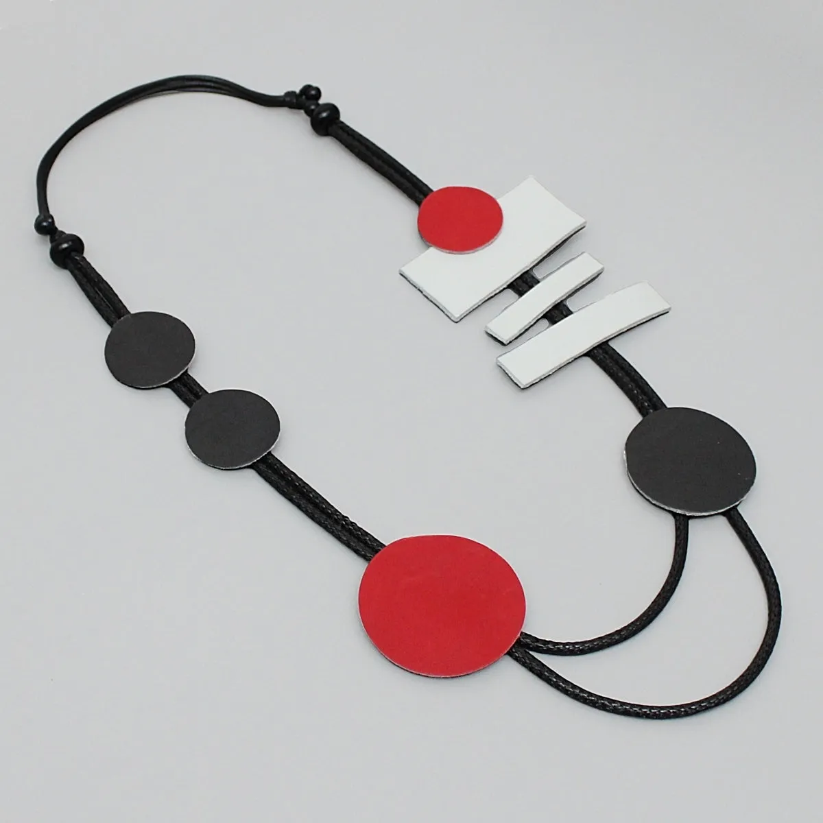 Red and Black Abstract Selma Necklace