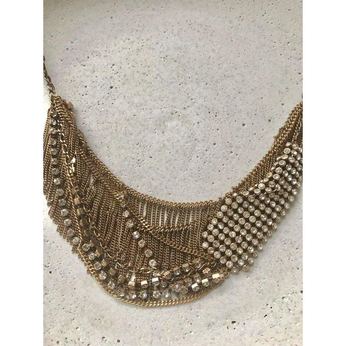 Rhinestone Fringe Necklace