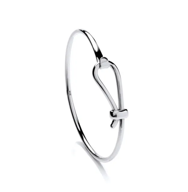 Ribbon Latch Silver Bangle