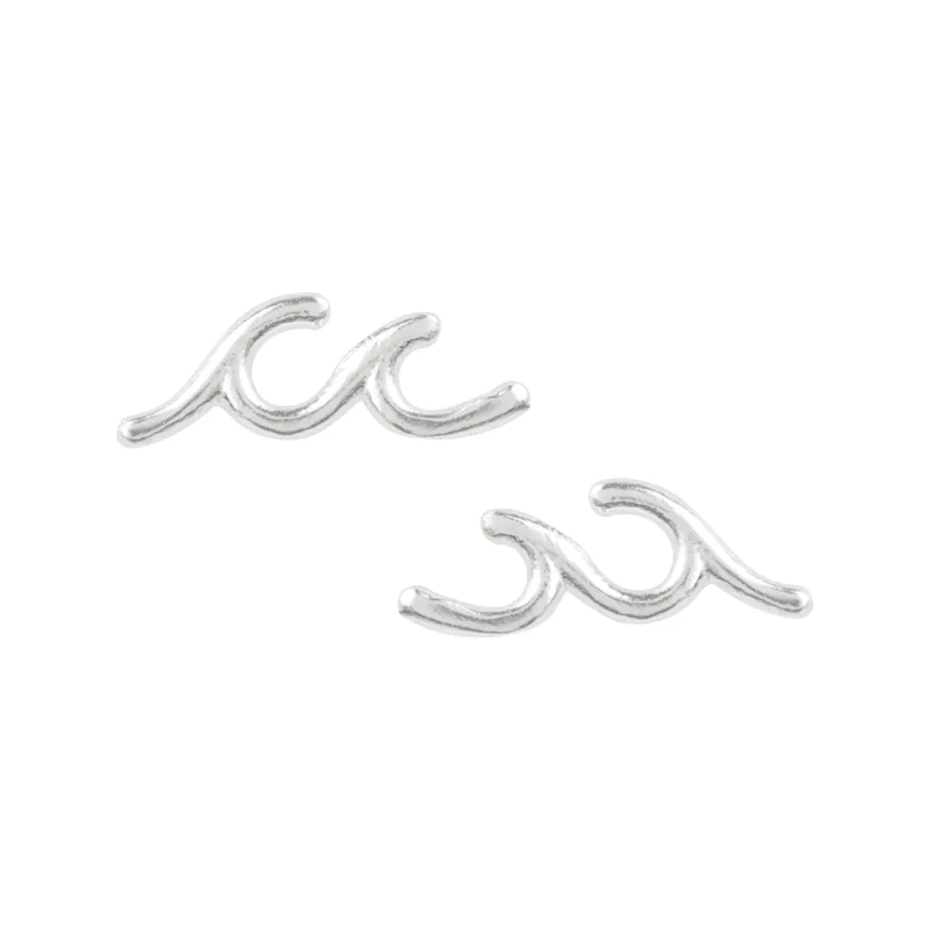 Rolling Waves Stud Earrings - Silver