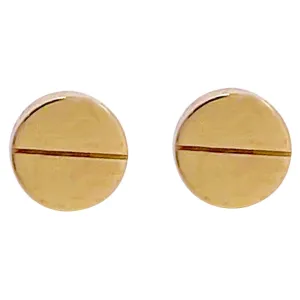 Round Gold Earrings Stud Style Modern Post Earrings 14k Yellow Gold