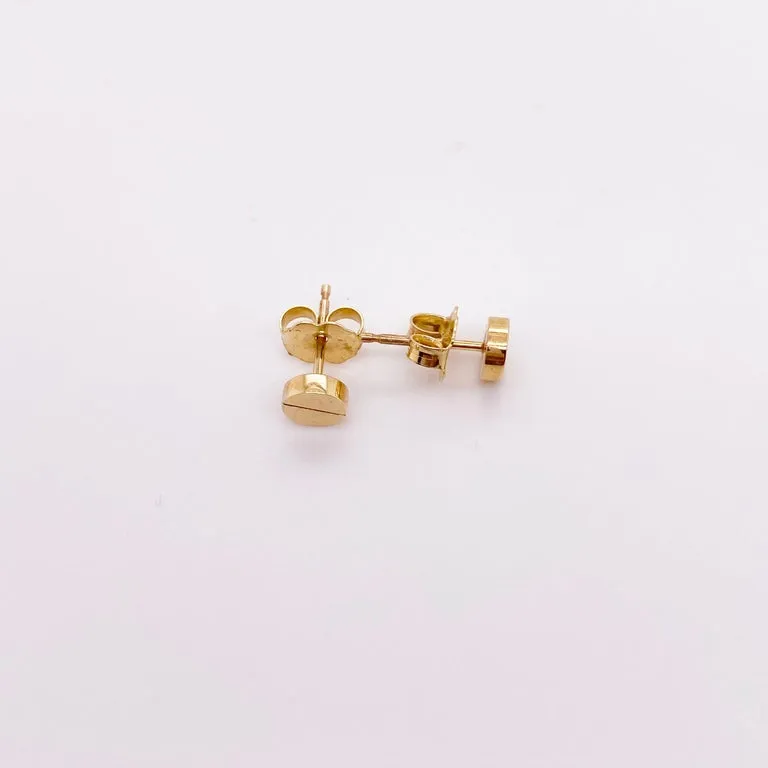 Round Gold Earrings Stud Style Modern Post Earrings 14k Yellow Gold