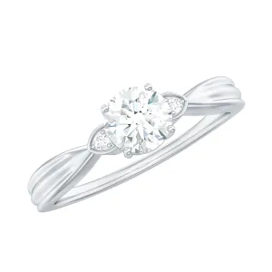 Round Moissanite Simple Solitaire Engagement Ring for Girlfriend