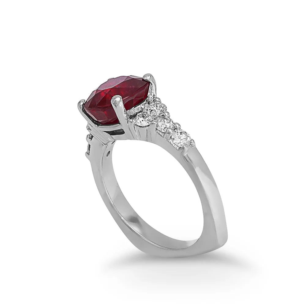 Round Ruby Diamond Ring