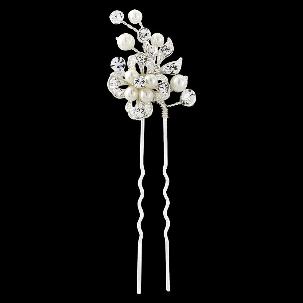 SassB Trudy Crystal and Pearl  Hair Pin