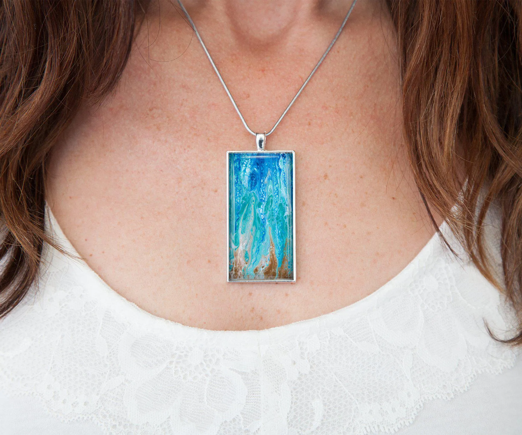 Sea Dreams Rectangle Necklace | Handmade Beach Jewelry