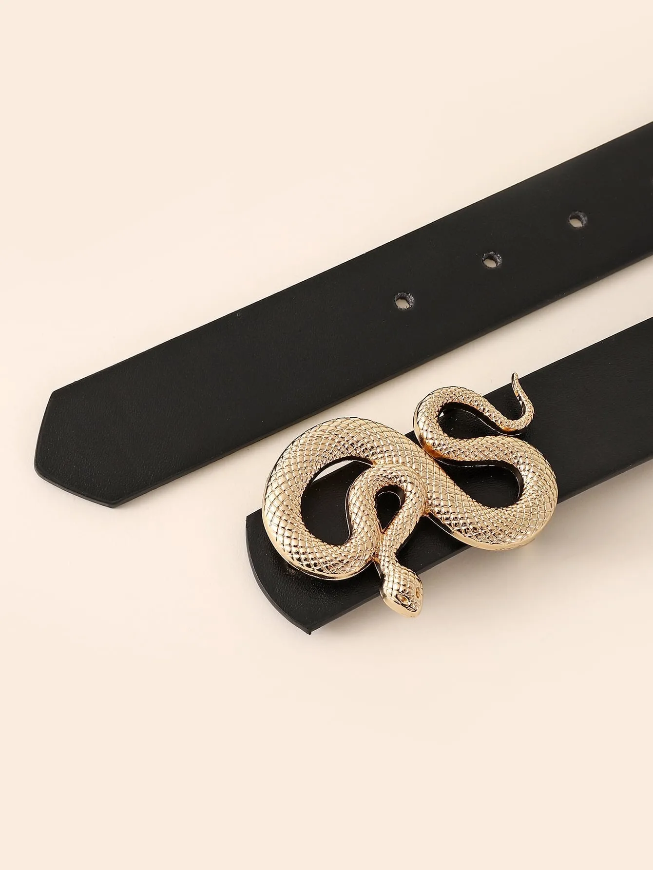 SHEIN 1pc Fashion Casual Black Snake Design Buckle Women Belt Girdle For Daily Life