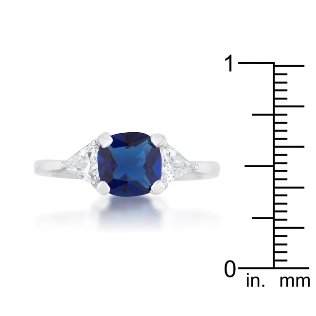 Shonda 1.8ct Sapphire CZ Rhodium Cushion Classic Statement Ring