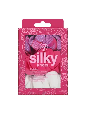 Silky Knots Hair Scrunchies 3 Pack - Paisley Print