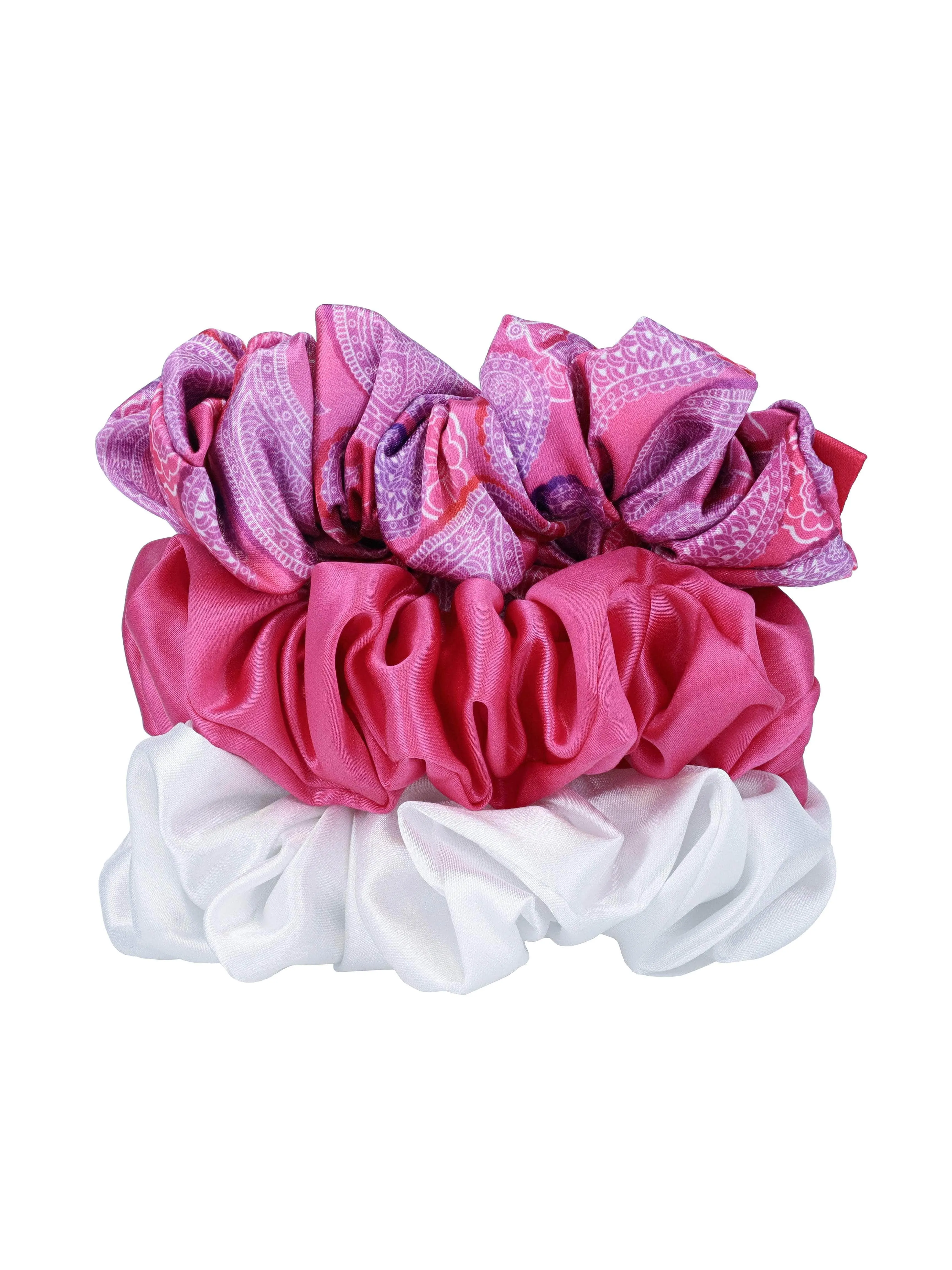 Silky Knots Hair Scrunchies 3 Pack - Paisley Print