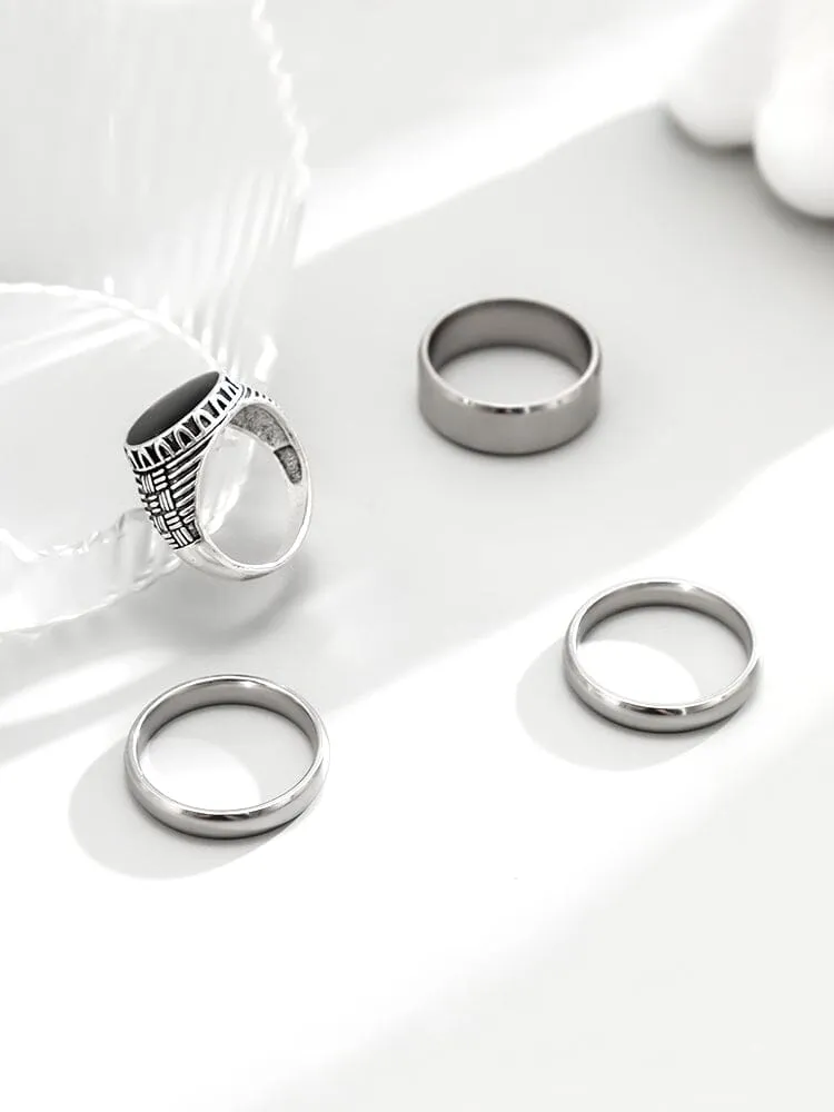 Simple 4Pcs Stacking Rings Set