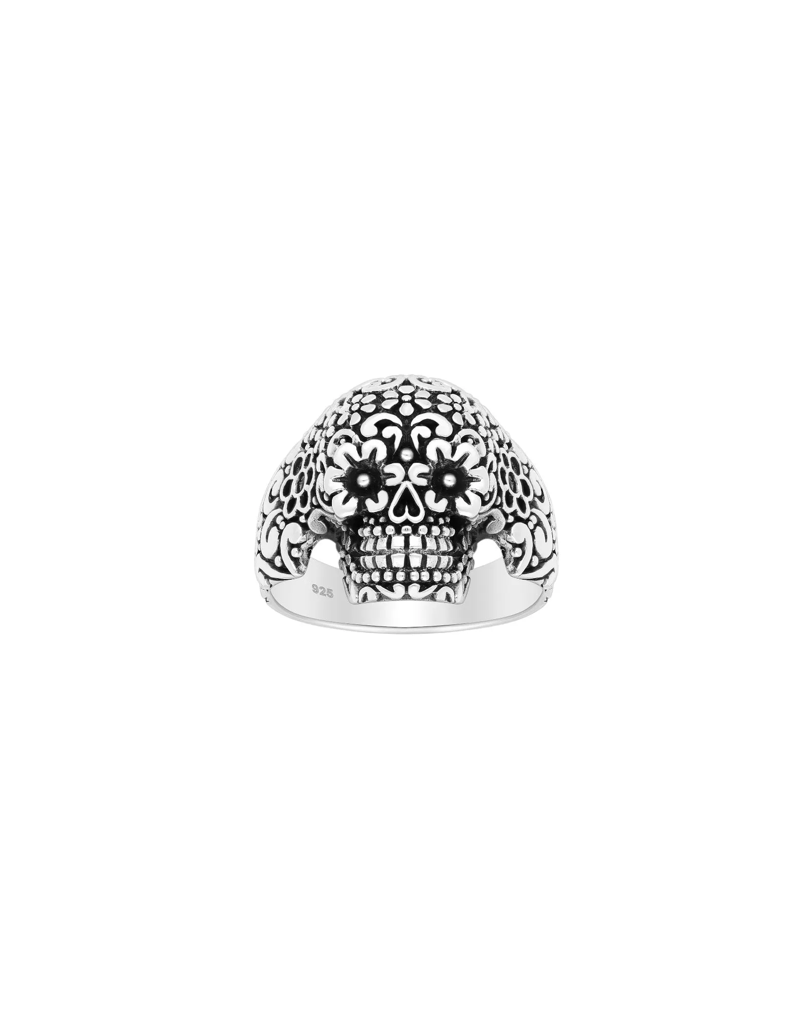 Skull Ring Flower Eyes Luxury Sterling Silver 925 Statement Ring KESLEY