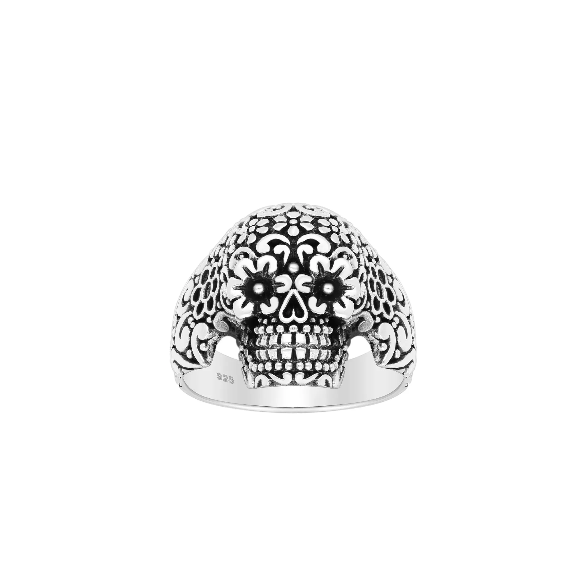 Skull Ring Flower Eyes Luxury Sterling Silver 925 Statement Ring KESLEY