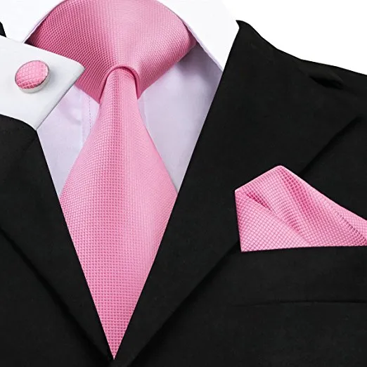 Solid Pink Wedding Necktie Set LBW108