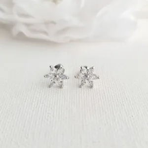 Sparkling Flower Stud Earrings-Trisha