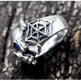 Spider Silver Skull Ring