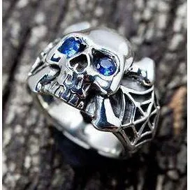 Spider Silver Skull Ring