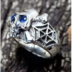 Spider Silver Skull Ring