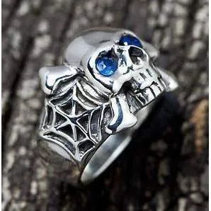 Spider Silver Skull Ring