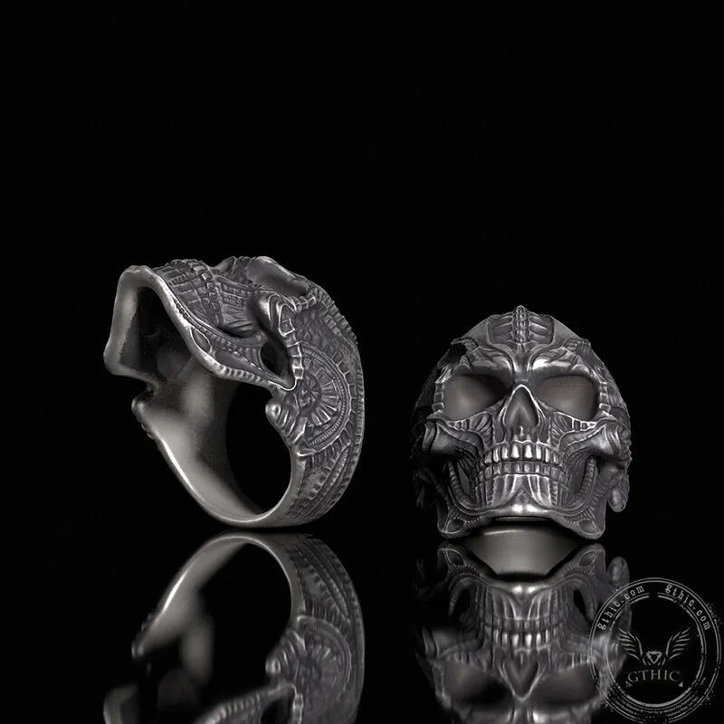 Steampunk Sterling Silver Skull Ring