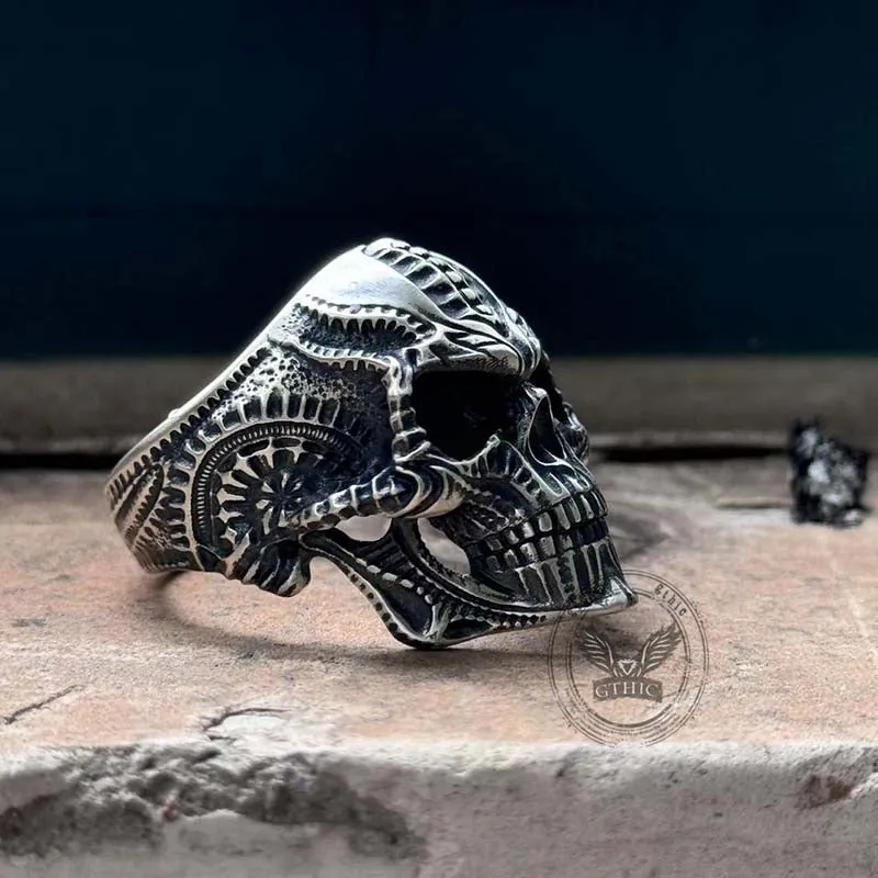 Steampunk Sterling Silver Skull Ring