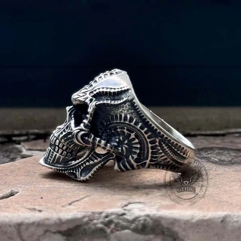 Steampunk Sterling Silver Skull Ring