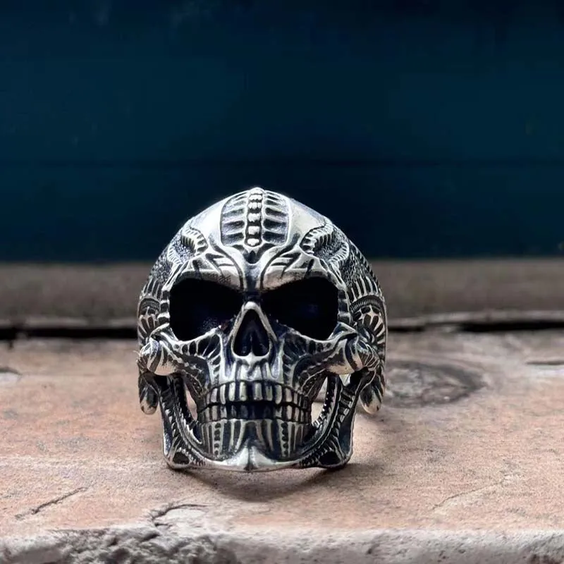 Steampunk Sterling Silver Skull Ring