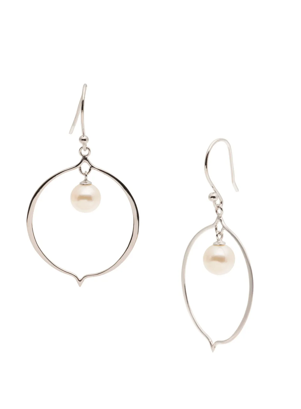 Sterling Silver 7-8mm Freshwater Pearl Open Drop Earrings