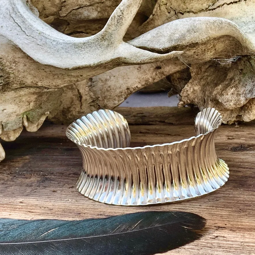 Sterling silver corrugated cuff bracelet