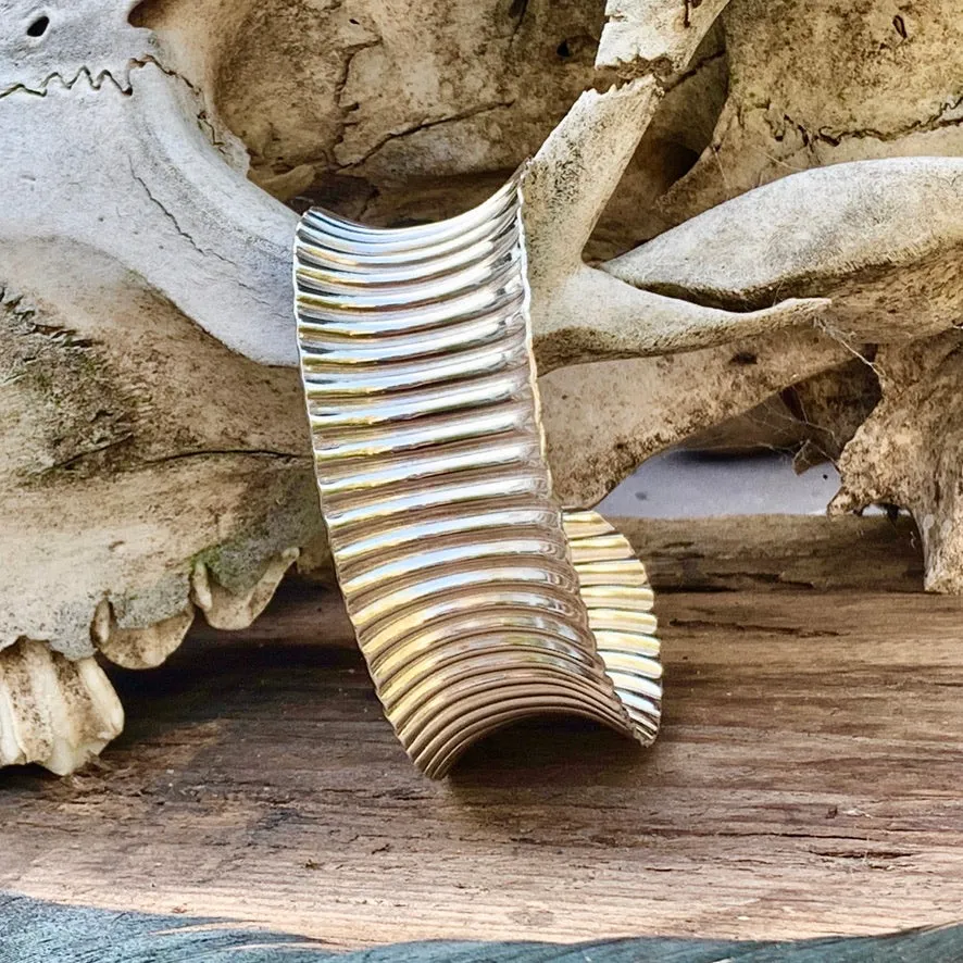 Sterling silver corrugated cuff bracelet