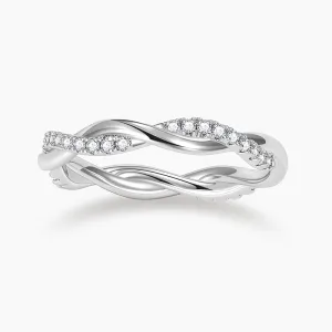 Sterling Silver Cubic Zirconia Woven Twisted Rope Eternity