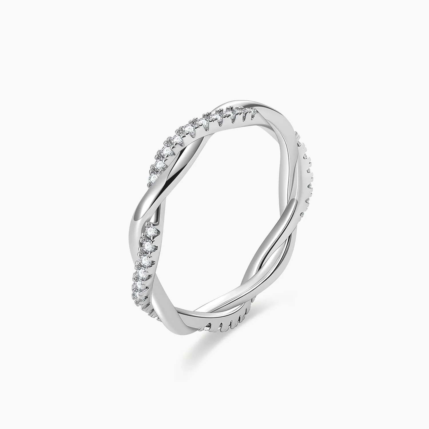 Sterling Silver Cubic Zirconia Woven Twisted Rope Eternity