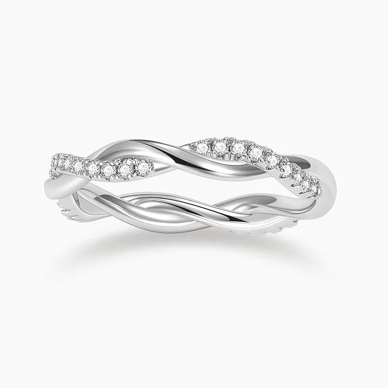 Sterling Silver Cubic Zirconia Woven Twisted Rope Eternity