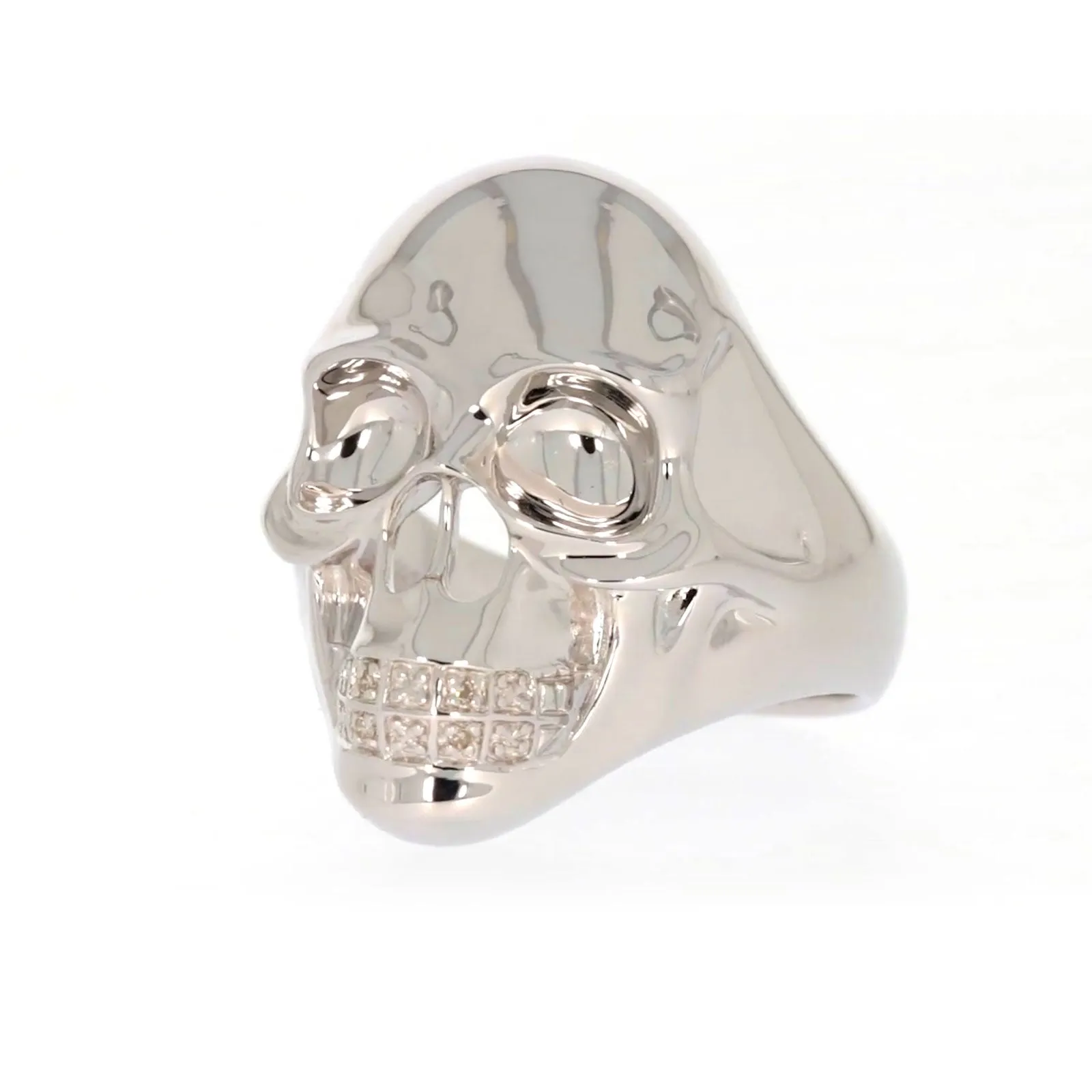 Sterling Silver Diamond Set Skull Mens Ring