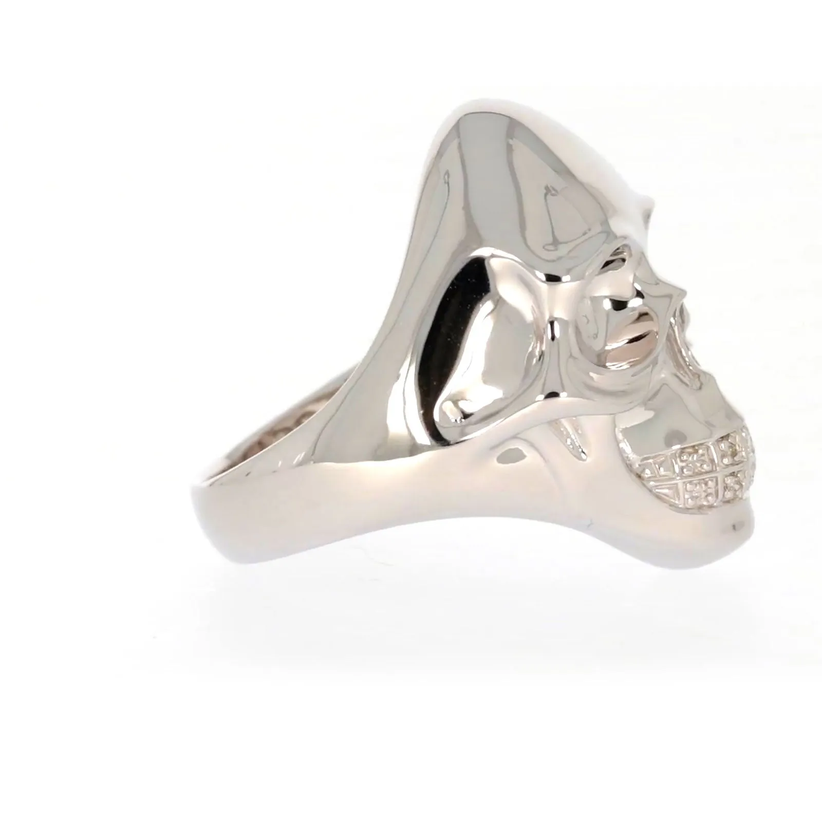 Sterling Silver Diamond Set Skull Mens Ring