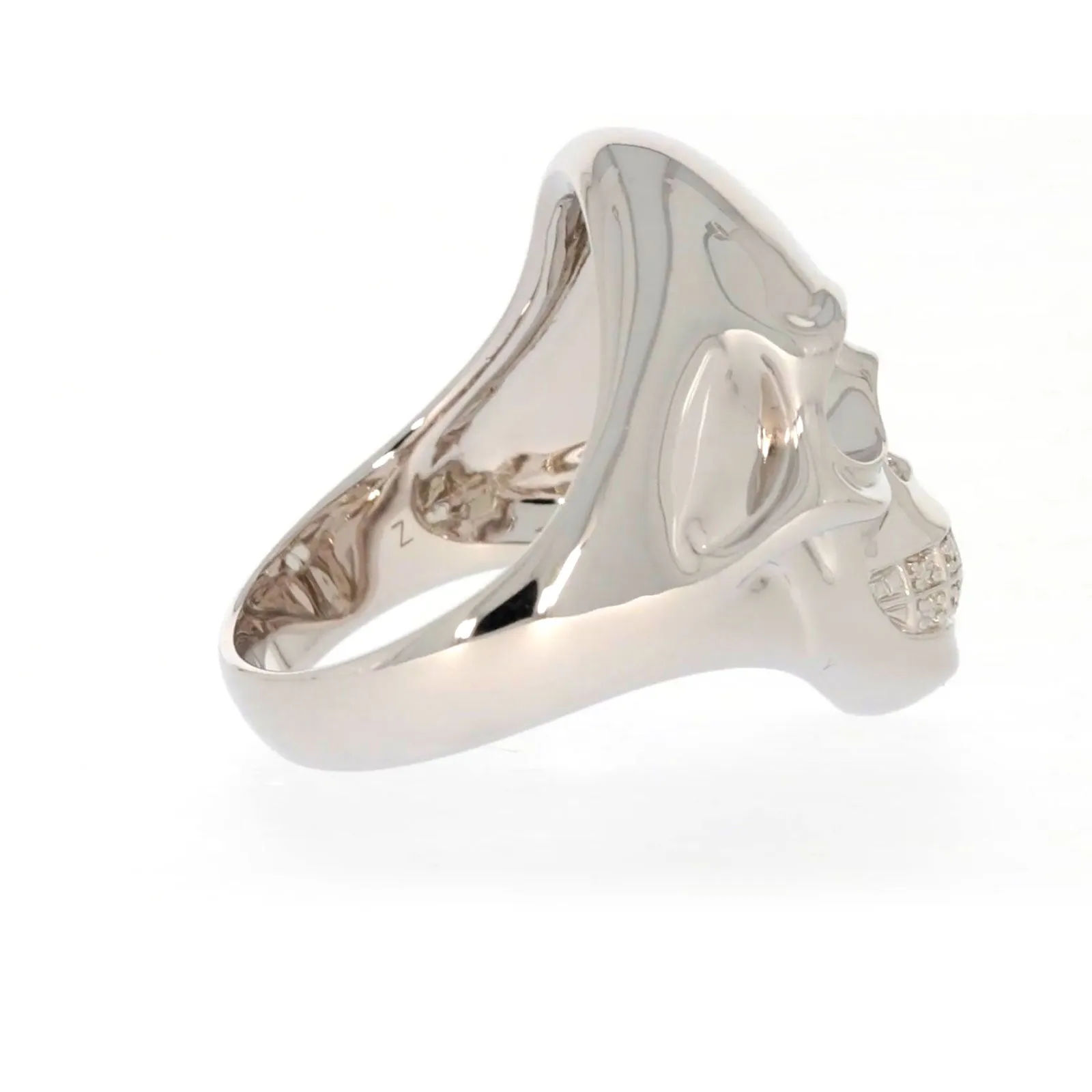 Sterling Silver Diamond Set Skull Mens Ring