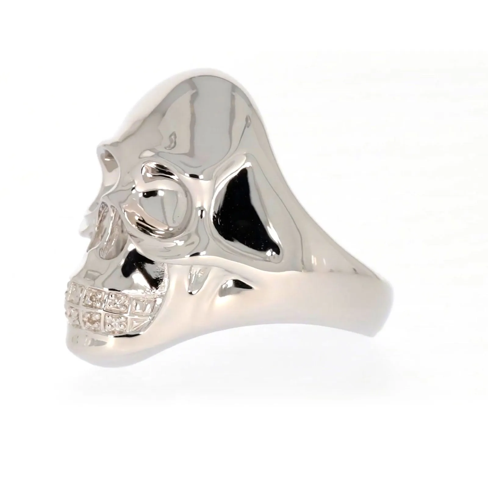 Sterling Silver Diamond Set Skull Mens Ring