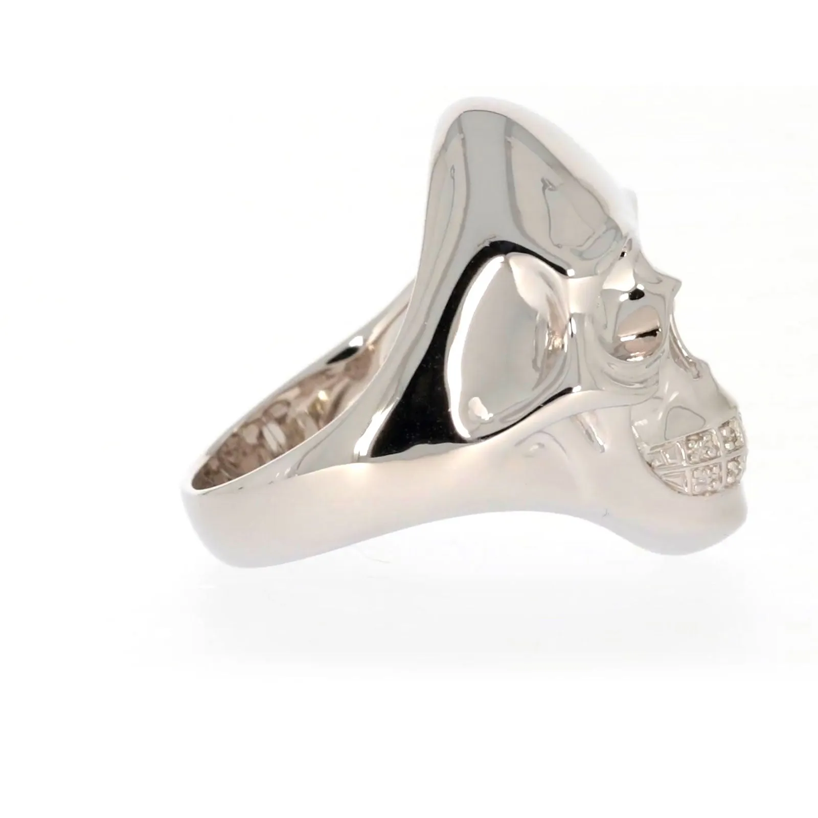 Sterling Silver Diamond Set Skull Mens Ring