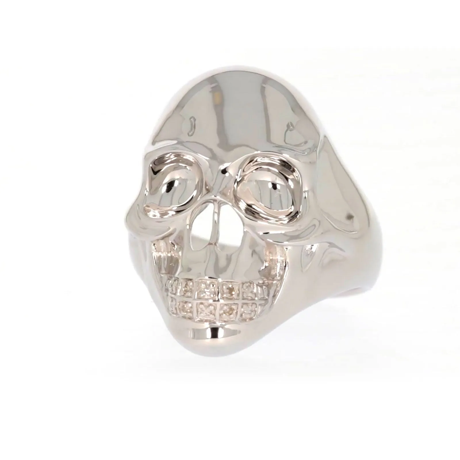 Sterling Silver Diamond Set Skull Mens Ring